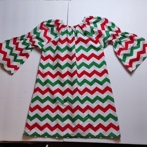 Little Girls Red and White Christmas Dress